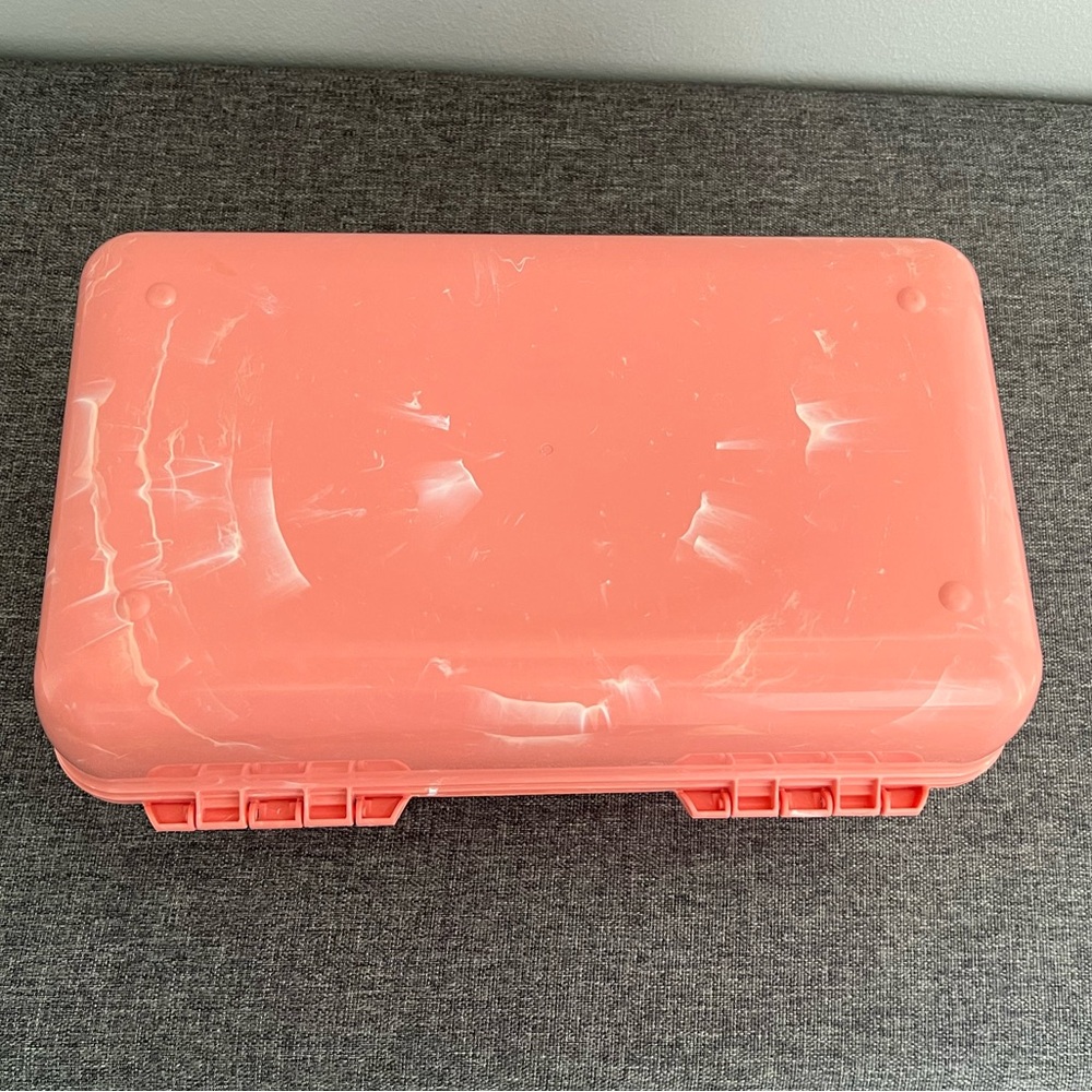 Caboodles Peach Marble Make Up Carry Case Organizer With Mirror Retro NOT VTG - Picture 6 of 13
